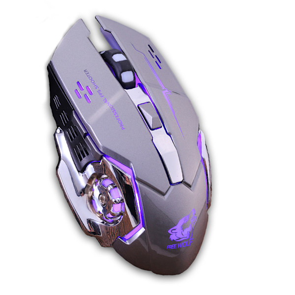 Uppladdningsbar X8 Trådlös Spelmus Tyst LED Bakgrundsbelyst USB 1800DPI Optisk Ergonomisk Gamingmus