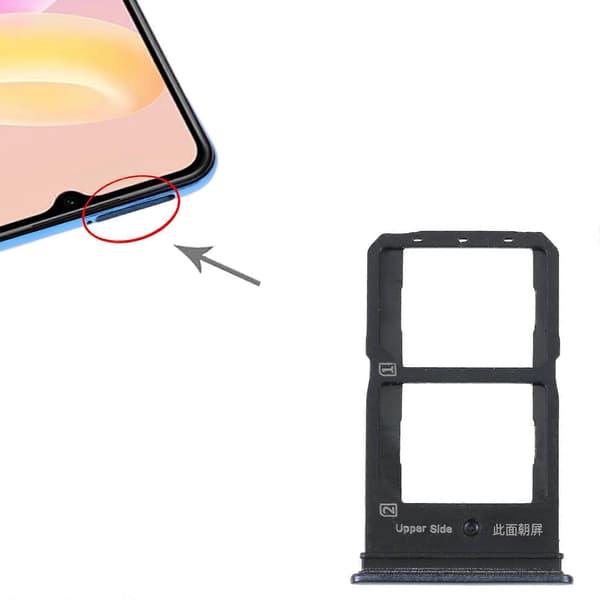 För vivo Y55S 5G SIM-kortfack + SIM-kortfack Svart