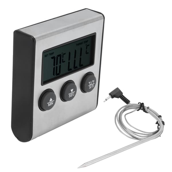 Digital Kötttermometer Mattemperaturmätare med Vikbar Sond Timer Alarm för Kök