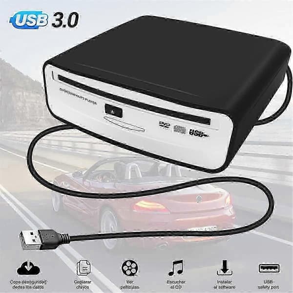 USB-driven bärbar CD-spelare för bilar, universell extern CD-enhet i bilen[SZ]