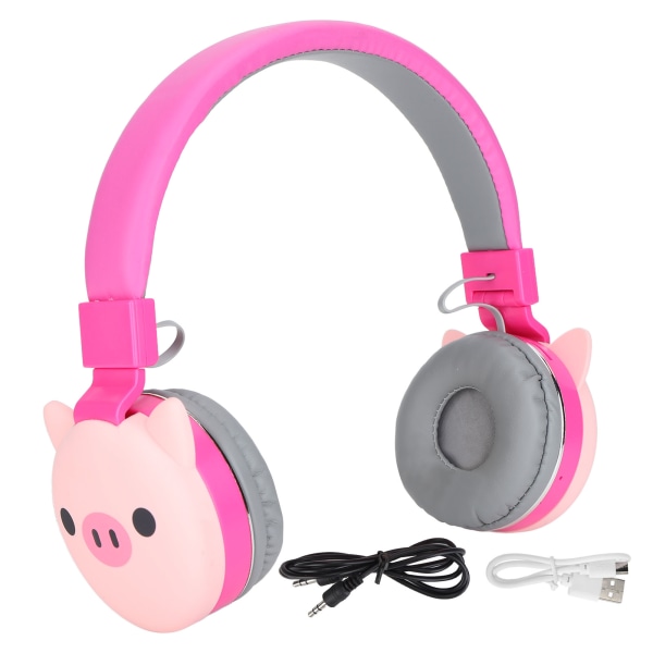 Børneheadset Cute Animals Bluetooth 5.0 Børnehovedtelefoner med mikrofon til børn Lille rød gris