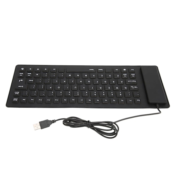 Foldbart Silikontastatur 85 Taster Foldbart Design Lydløst Ledningsført Vandafvisende Støvsikkert Fleksibelt Tastatur Sort