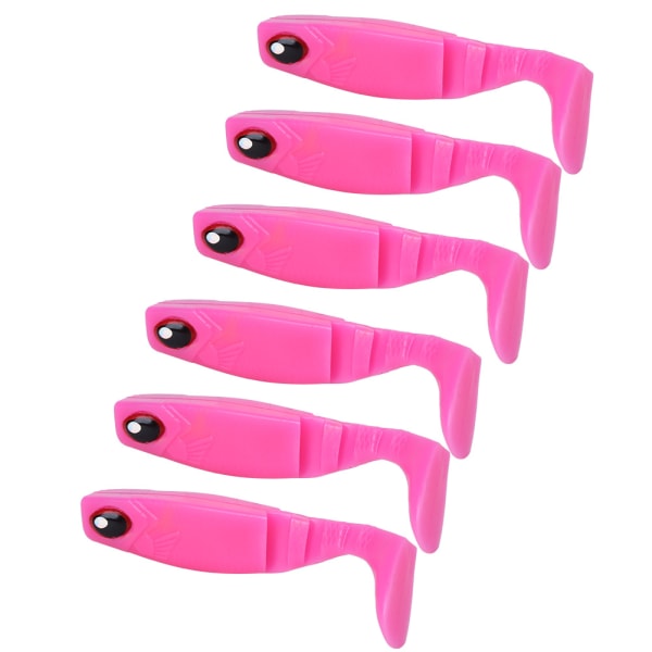 6 STK PVC blød agn kunstige lokker 4in 0.2oz Jigging Tail Wobblere Fisketilbehør Pink