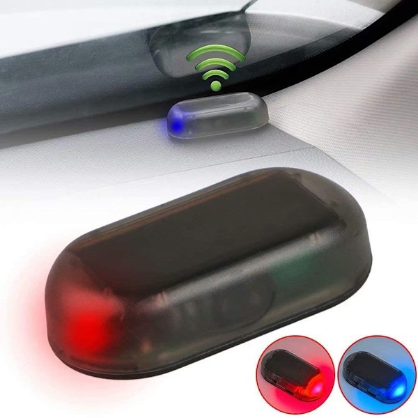 Bil Solenergi Simulerad Dummy Alarm Varning Anti-Stöld LED Blinkande Säkerhetslampa