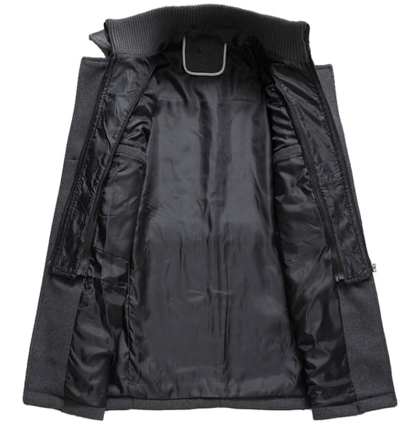 Herre Trenchcoat Vinter Uldblanding Jakke Overfrakke Lang Overfrakke Sort sort black L