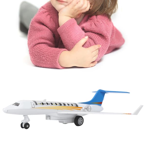 25,5 cm G650 Flymodel Legetøj Træk Tilbage Flyvemaskine Børnelegetøjsgave med Lyseffekt Blå