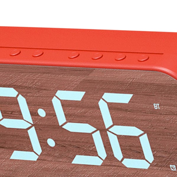 Bluetooth-høyttaler vekkerklokke digital klokke med Bluetooth-høyttaler speil digital display vekkerklokke for soverom kontor rød