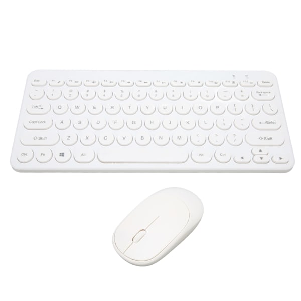 2.4G Trådlöst Tangentbord Mus Combo 78 Tangenter Retro Rund Knapp Mute Knappar Ergonomisk Mus och Tangentbord för Kontor Vit