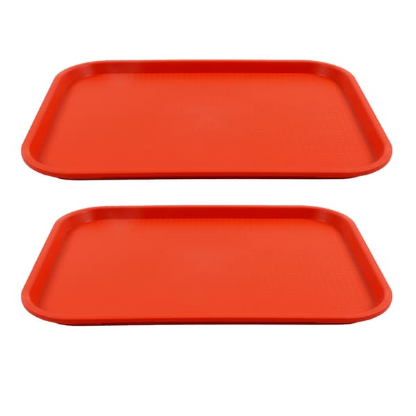 2 st Snabbmatsbricka Stapelbar Rektangulär Lättvikt Halkfri PP Matserveringsbricka för Restauranger Kaféer Orange