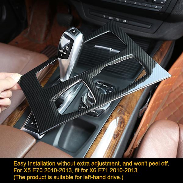 Kolfiber Center Console Växellåda Panel Kåpa Trim för X5 X6 E70 E71 2010-2013