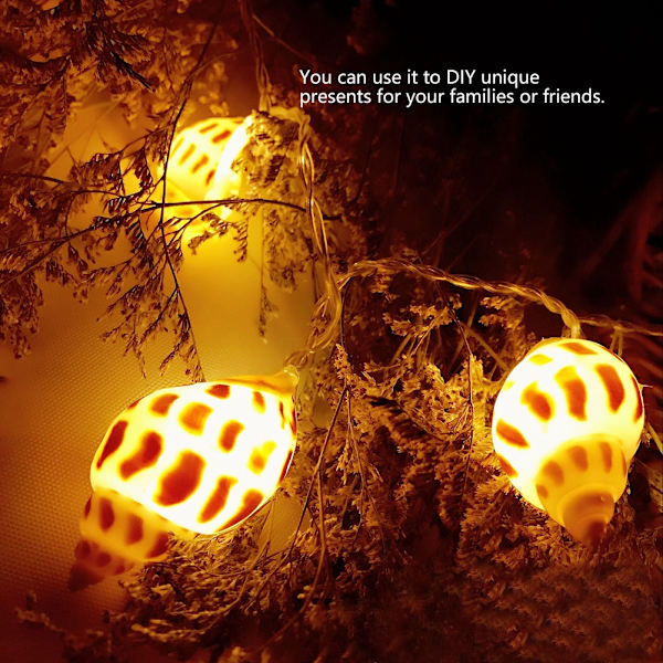 Conch Shape LED String Lights - Batteridriven för inomhus/utomhus födelsedag bröllop - Varmt ljus