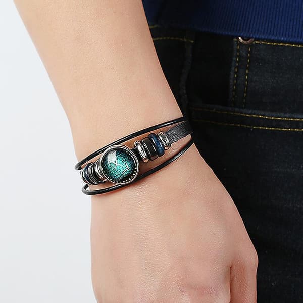 12 konstellationer handvävd flätad läder retro stjärntecken berlocker armband E