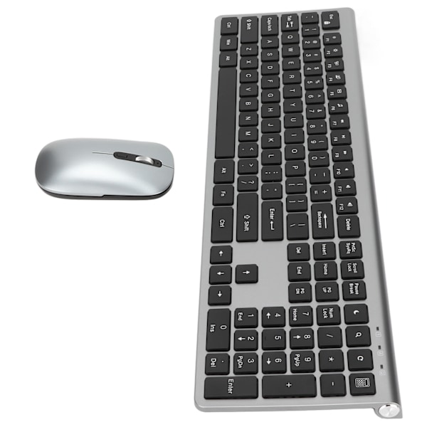 2,4 GHz Trådlöst tangentbord och mus 108-tangenter Fullt tangentbord och ergonomisk mus med hög känslighet för Windows för bärbar dator Metallgrå