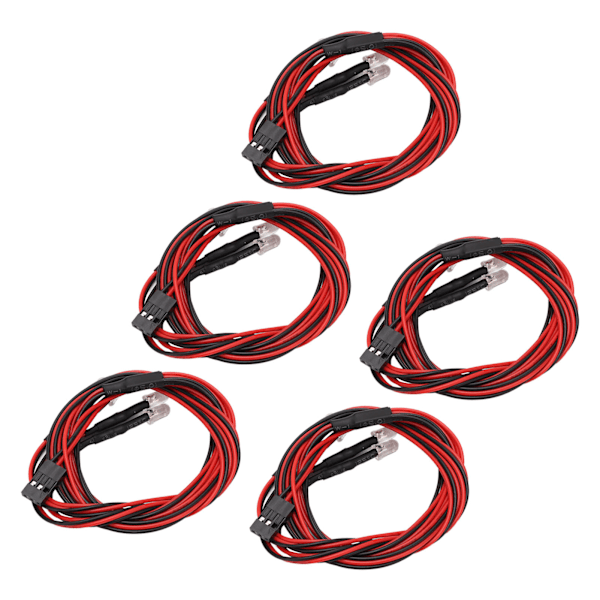 5 Set 4 LED RC-bil Ljus Hög Ljusstyrka Diameter 5mm Vit Röd Ljus RC LED Ljus Kit för Modifierade Strålkastare