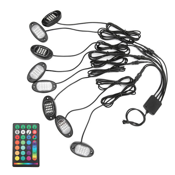 Värikäs auton alustavalaisin - 16 LED, DC12V, RGB, APP & RF-kaukosäädin