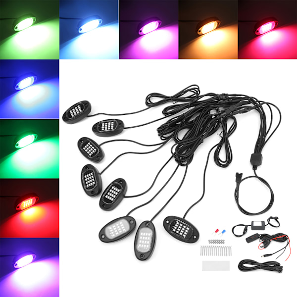 LED-belysning för bil, underrede, Bluetooth-fjärrkontroll 1V8 för terrängbilar, ATV, UTV, motorcyklar