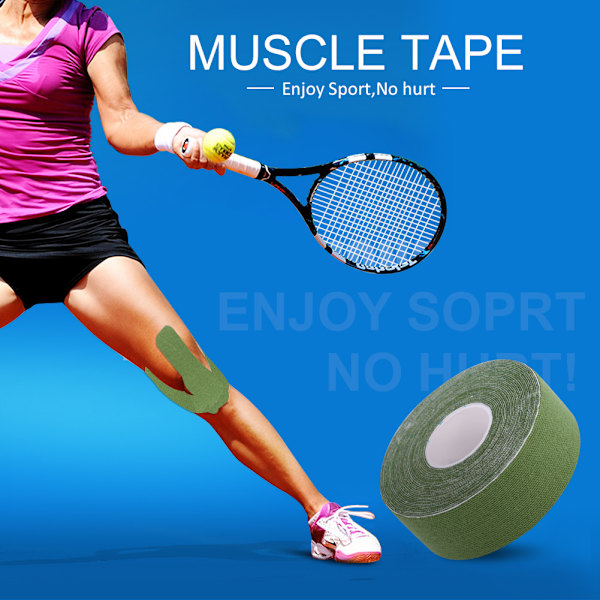 1 rulle bomuld elastisk klæbende belastningsskade muskel sports sticker bandage tape (lysegrøn)
