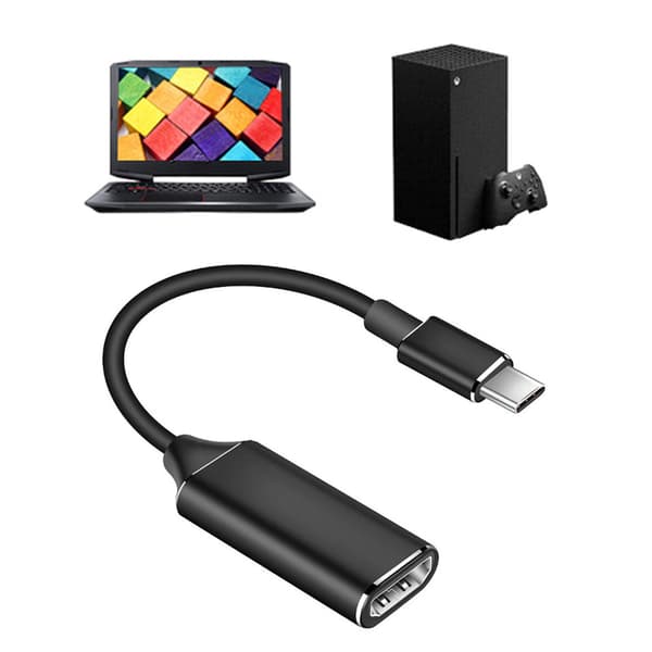 USB C til HDMI Adapter 4K Aluminium Alloy Shell Display Interface Kabel Sort