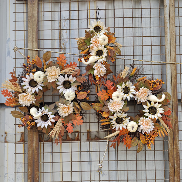 20\" Høstkrans - Dørdekorasjon med Gresskar til Halloween og Thanksgiving Wreath