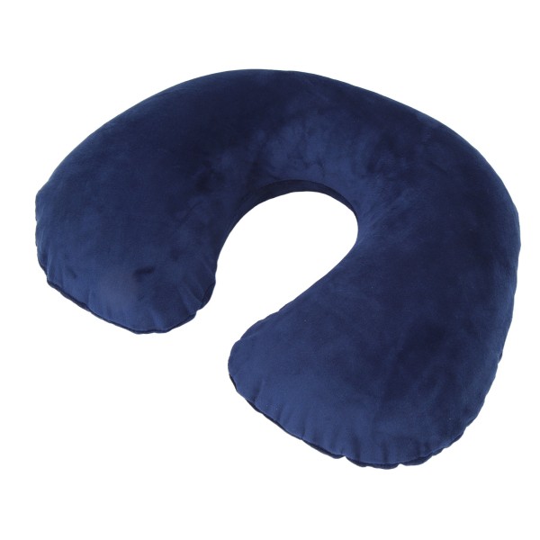 Oppustelig U-formet nakkepudde - Blød og komfortabel ergonomisk design til rejser, lur, bil, fly - Marineblå