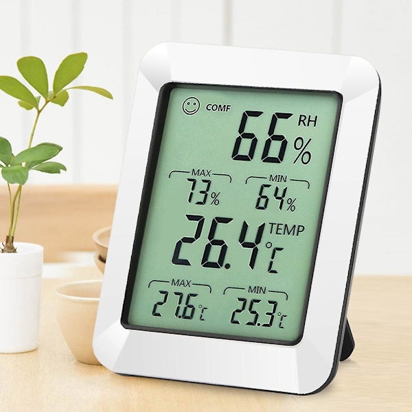 Hygrometer Termometer 2-pakning - Stor LCD-skjerm, Maksimum/Minimum-registrering, 2 års dataoppbevaring