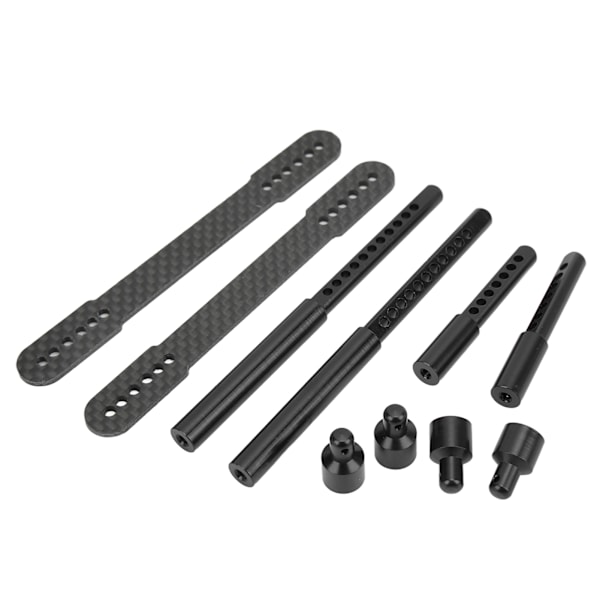 RC-skalkolonner Fram Bak Aluminiumlegering Kolfiber Bilmonteringsstolpe för Axial SCX10 90046 90047 1/10 RC CarBlack