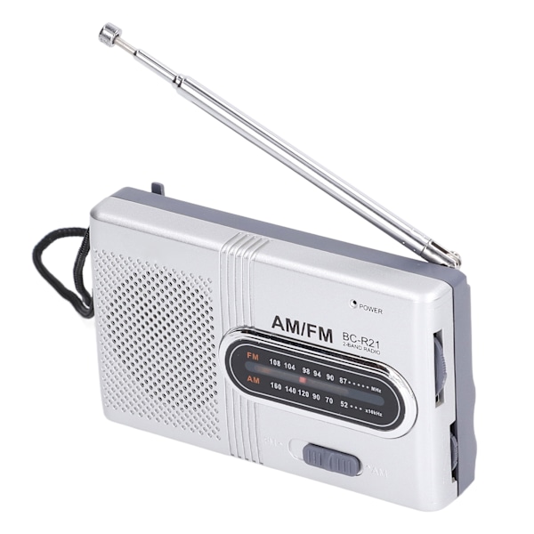 Mini AM FM Radio Manuell Användning Enkel Justering Minnesfunktion Digital Radiomottagare (BCR21 (2st AA Batterier))