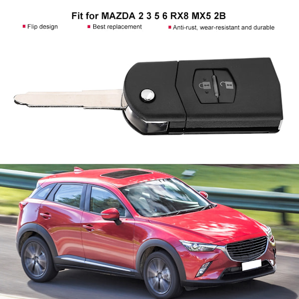 Vikbar 2-knapps fjärrnyckel Fodral Skal Passar MAZDA 2 3 5 6 RX8 MX5 2B