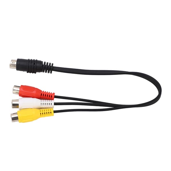 Mini DIN 7-pin hann til 3 RCA hunn videoadapterkabel 0,3 m rød gul hvit 0.1