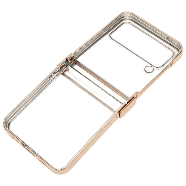 Fällbart Telefonfodral Stötsäkert Elektropläterat PC Transparent Bak Snyggt för Samsung Galaxy Z Flip 3 Guld