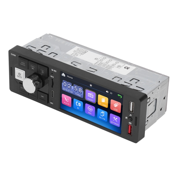 Bil Stereo Mottagare med 4-tums pekskärm och 7-färgade nyckelbelysning, AUX-ingång, MP5 Multimedia Spelare