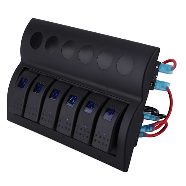 6 Gang Rocker Switch Panel LED IP65 Vattentät för 12-24V Bilar Bussar Lastbilar Båtar SUV