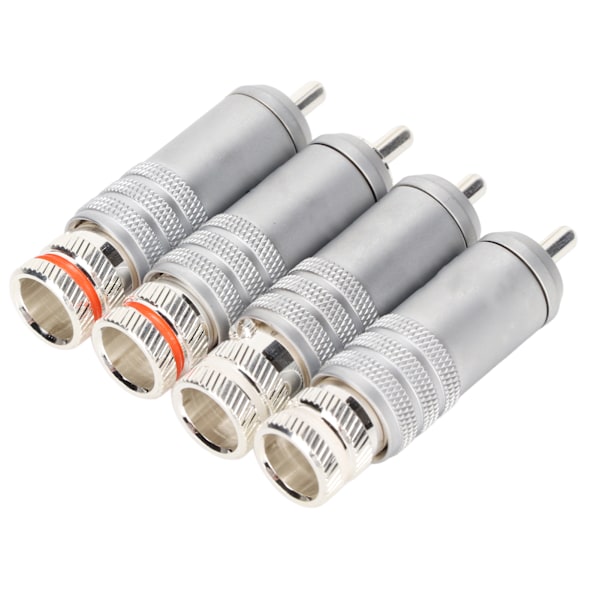 4 st RCA-kontakter, silverpläterade, HIFI-lödning, för upp till 9 mm kabeldiameter, för signal- och koaxialkablar