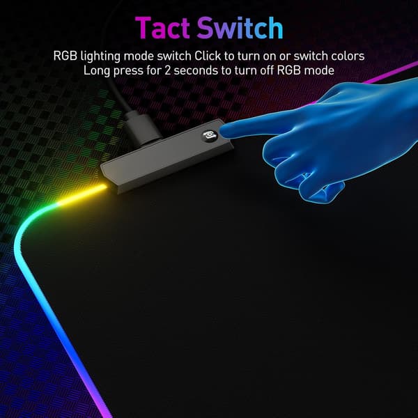 RGB-belyst musemåtte, LED-musemåtte, stor musemåtte – 250 × 350 × 3 mm – Farveæskeemballage[SZ]