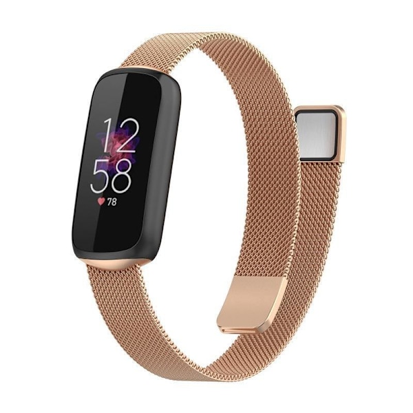 Magnetisk Milanese armbånd i rustfritt stål for Fitbit Luxe Rose Gold