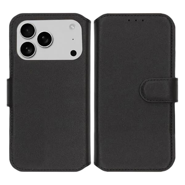 Rvelon Pungcover Ægte Læder til iPhone 17 Pro Max - Sort Plånboksfodral Äkta Läder