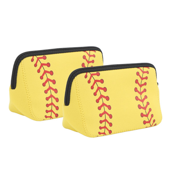 Baseball Print Neopren Vattentät Sminkväska - 2ST Gul