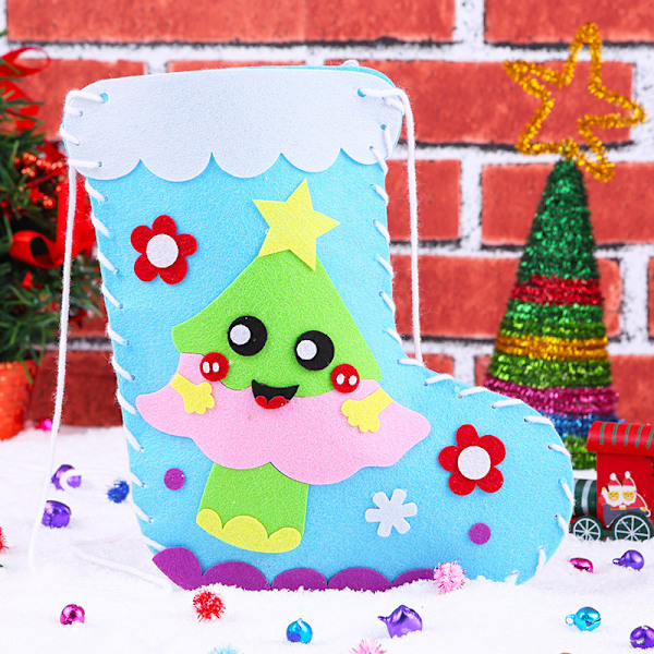 Felt Christmas Craft Nonwoven Fabric Cute DIY Felt Christmas Sewing Craft Ornament Handmade Toy Stocking (Tree)