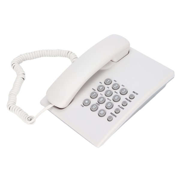 Kablet fasttelefon Full håndfri 3-hurtigoppringing Justerbar ringevolum Bordtelefon med ledning for Hotel Home OfficeWhite