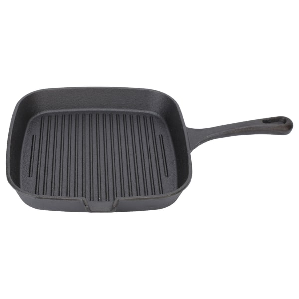 Nonstick-grillpanne med varmebestandig håndtak - rask varmeledningspanne med jernstripe for hjemmekjøkken (24 cm)