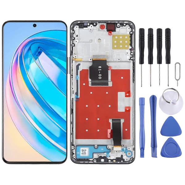 (Ny) KOMPATIBEL LCD-skjerm for Honor X8a Digitizer komplett montering med ramme Black