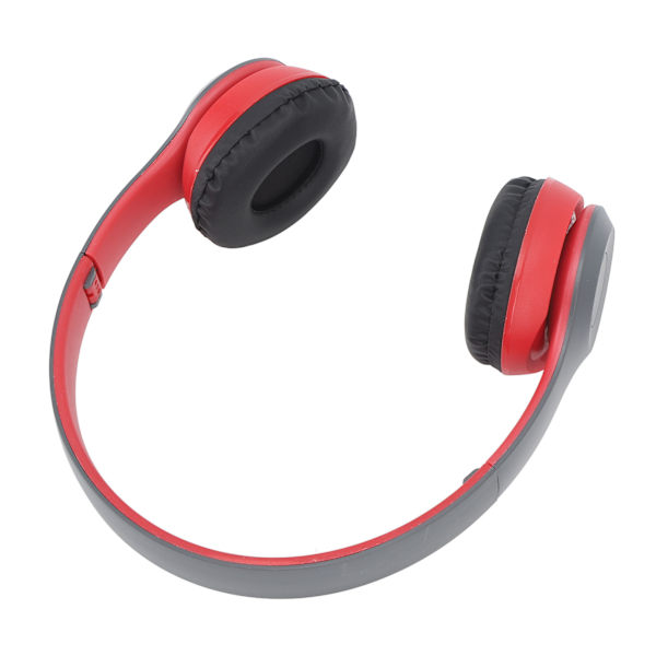 BT trådlösa hörlurar med brusreducering - Vikbart Bluetooth-headset för sportmusik - Perfekt present för kvinnor och män (röd)