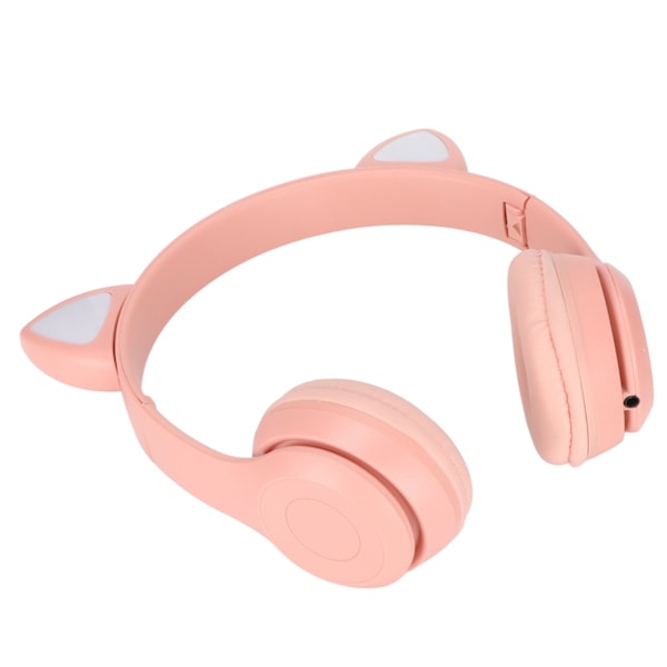 Bluetooth-kuulokkeet, muistikortin tuki, taitettavat söpöt kissankorvat, langattomat kuulokkeet LED-valolla lapsille, puhelimelle, kannettavalle tietokoneelle, vaaleanpunainen