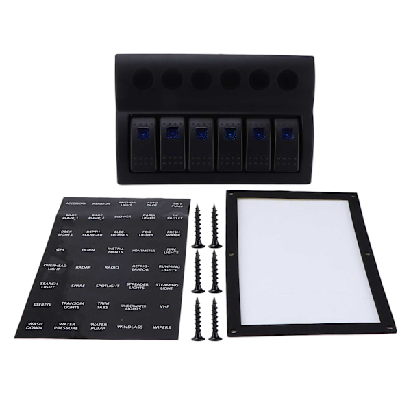 6 Gang Rocker Switch Panel LED IP65 Vattentät för 12-24V Bilar Bussar Lastbilar Båtar SUV