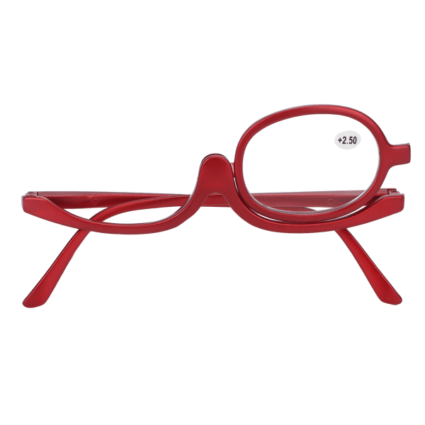Fashionabla röda, roterbara sminkglasögon för kvinnor med en enda lins (+2,50)