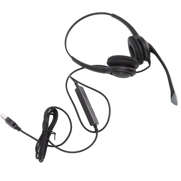 Kundeservice Headset Støjreduktion Ergonomisk Klar Opkald Lydstyrkekontrol USB Headset med Mikrofon til PC