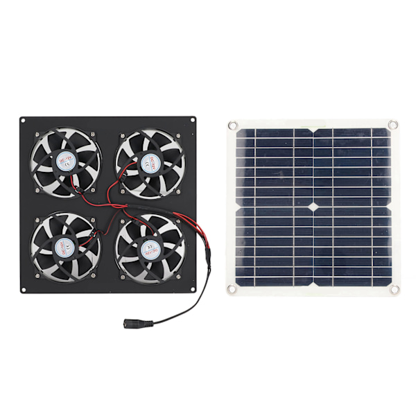 Bärbar soldriven fläkt - 4 fläktar, 100W 20V, grön energi, perfekt för hundhus, hönshus, växthus, husbilar