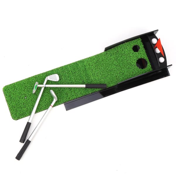 Desktop Minigolf Spel Träningsset 3 st Kulspetspennputters med Golf Puttingmatta