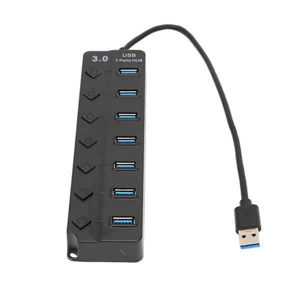 USB3.0-hubb 7 portar 5 Gbps höghastighetsöverföring Bred kompatibilitet Bärbar USB3.0-delare Dockningsstation Svart