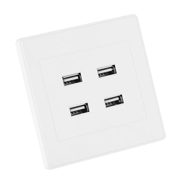 Elektrisk veggmontert strømuttak med 4 USB-porter, 110~250V